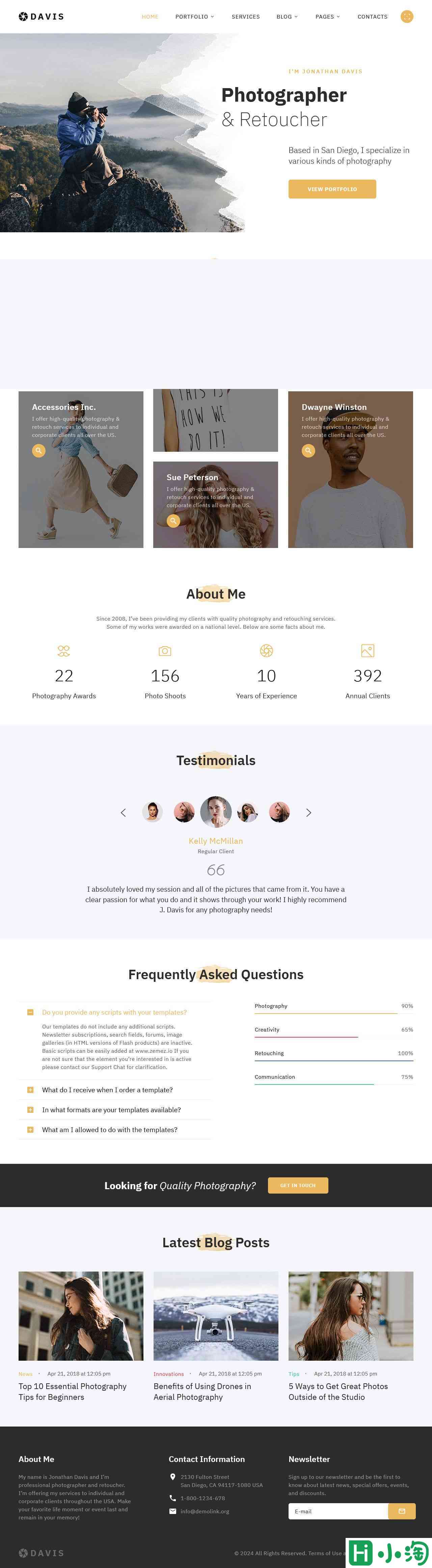 摄影与修图艺术工作室网站模板-PC预览